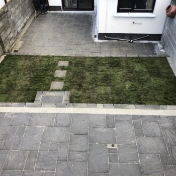 Belvedere Slabbed Patio With Block Paving Border in Collinswood