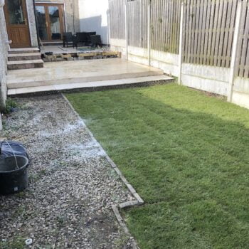 Raised Porcelain Tiled Patio With New Lawn in Raheny