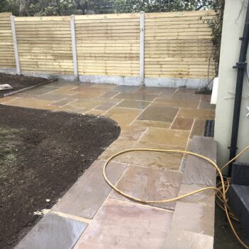 Patio Installation With Indian Sandstone and Fencing in Blackrock, Dublin